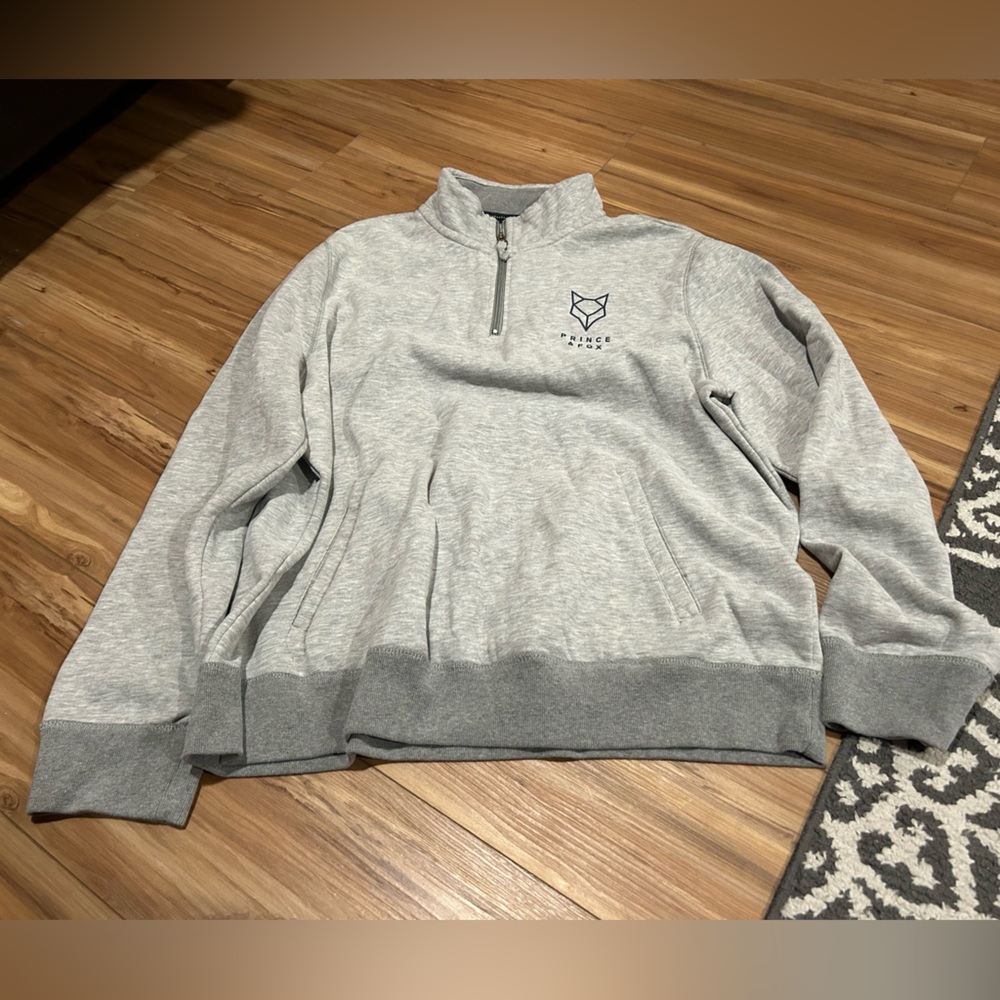 Prince & Fox Gray 3/4 Zip Up Sweater Size XXL
